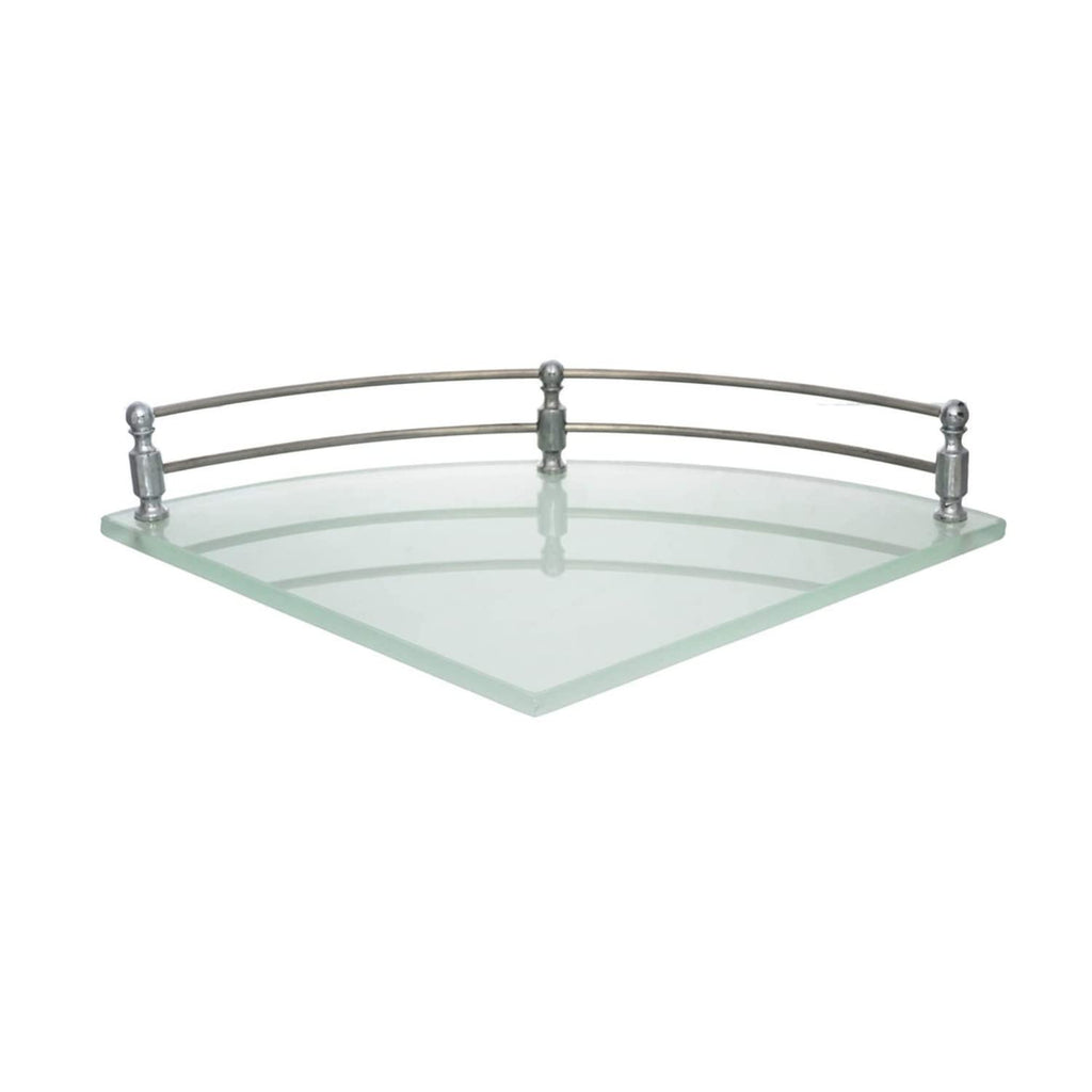 Chrome Wall Mounted Bathroom Corner Shelves with Frosted and Toughen Glass