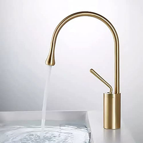 Lavish Series Rust Free Bathroom Single Hole Sink Faucet, Bathroom Faucet | Single Handle for Temperature Control, Utility Sink Faucet (Gold)