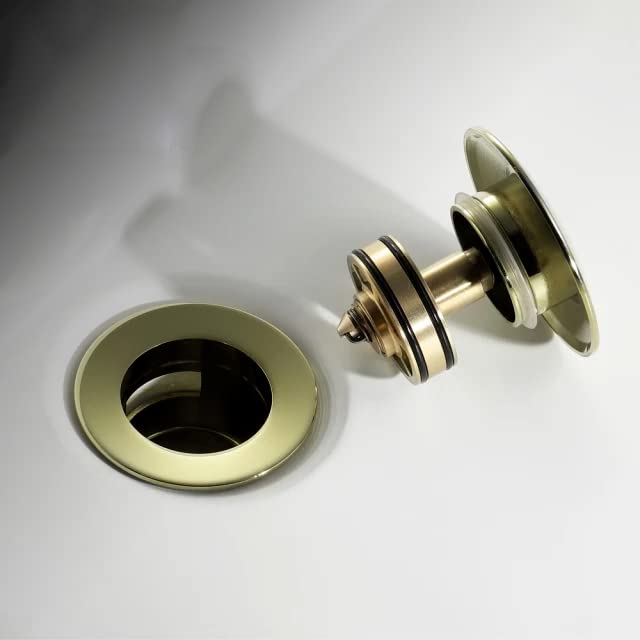 Lavish Series Gold Pop Up Waste Coupling with Full Thread Drain Stopper for Bathroom Vessel Vanity Sink with Overflow (3 Inch)