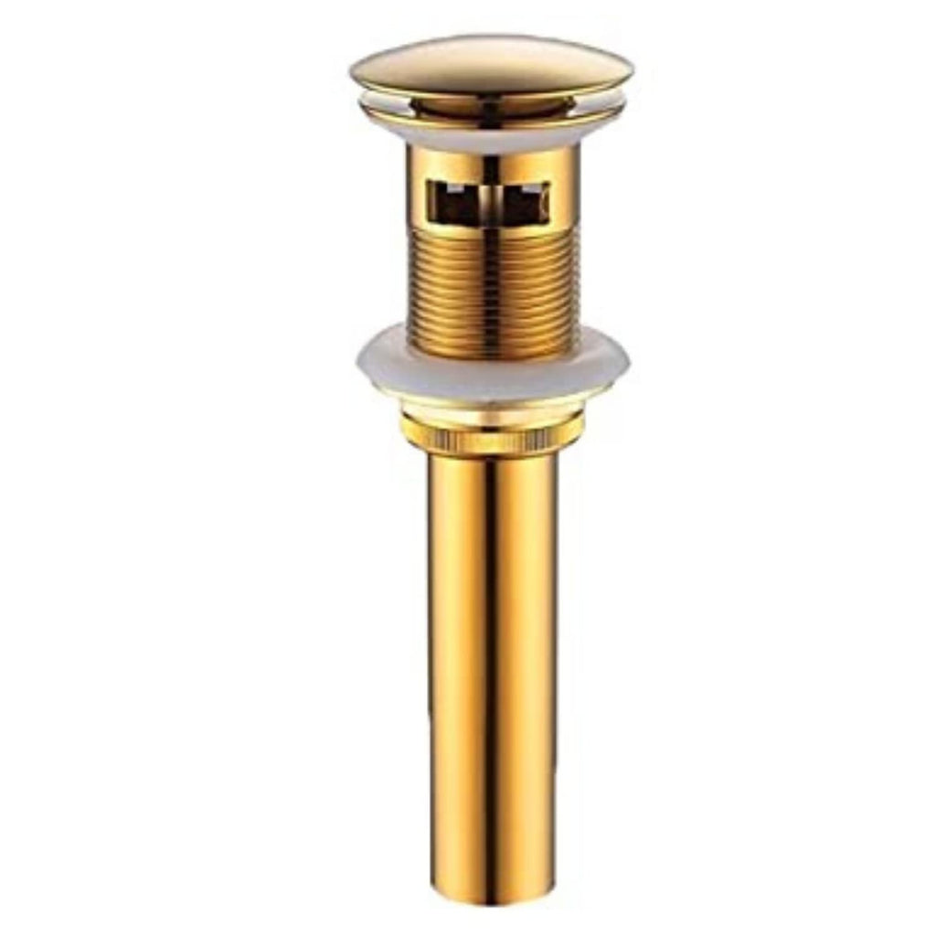 Lavish Series Gold Pop Up Waste Coupling with Full Thread Drain Stopper for Bathroom Vessel Vanity Sink Without Overflow (5 Inch)