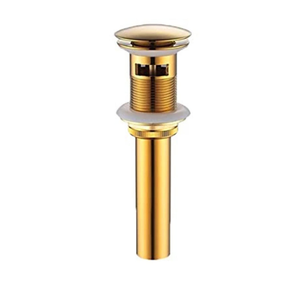 Lavish Series Gold Pop Up Waste Coupling with Full Thread Drain Stopper for Bathroom Vessel Vanity Sink Without Overflow (5 Inch)