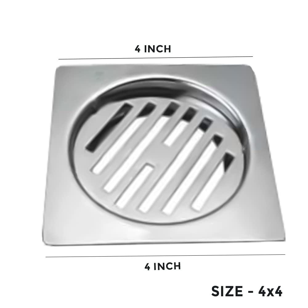 Stainless Steel Anti Foul Floor Water Drain Grating Bathroom Floor Drainer/ Jali (GT-107, 4X4 Inch)