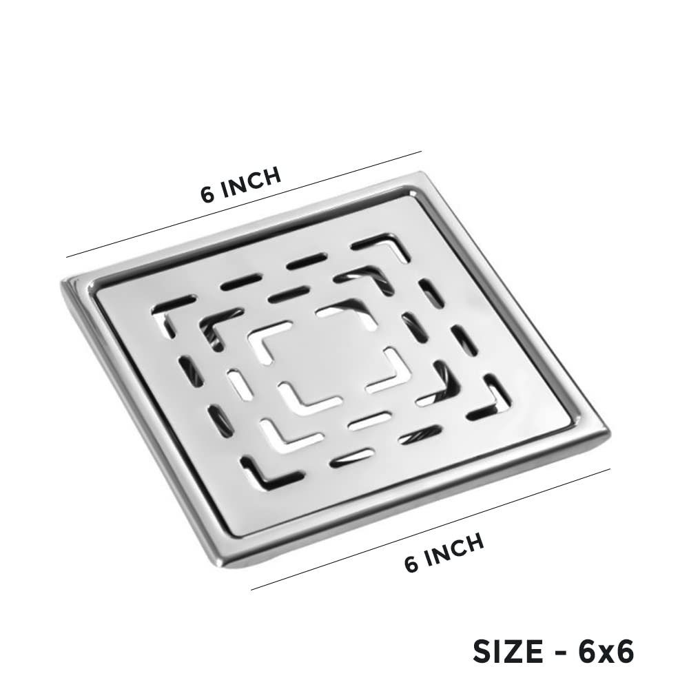Stainless Steel Anti Foul Floor Water Drain Grating Bathroom Floor Drainer/ Jali (GT-205, 6X6 Inch)