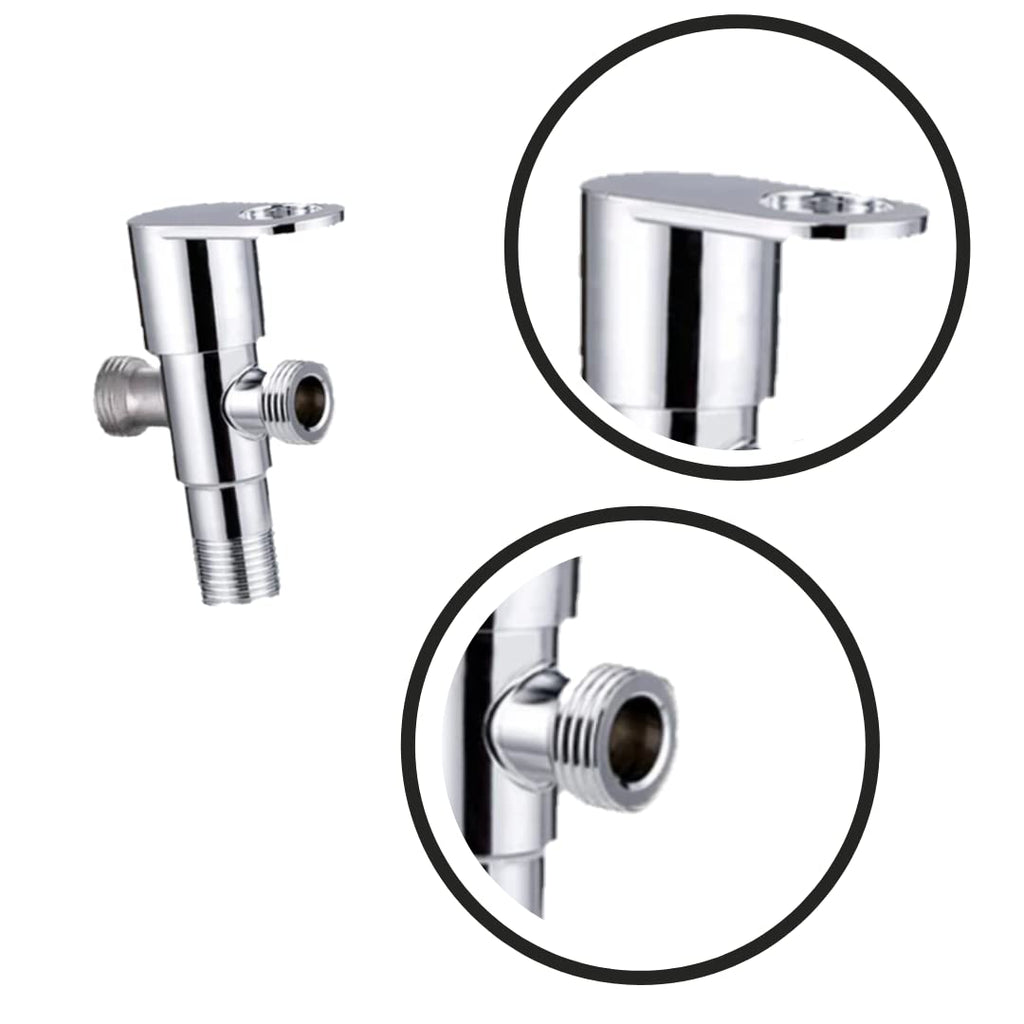 Geo Series High Grade Brass 2 Way Angle Valve Chrome Finish 2 in 1 Angle Valve for Pipe Connection for Bathroom/Kitchen with Wall Flange- Quarter Turn Heavy Fitting Chrome Finish