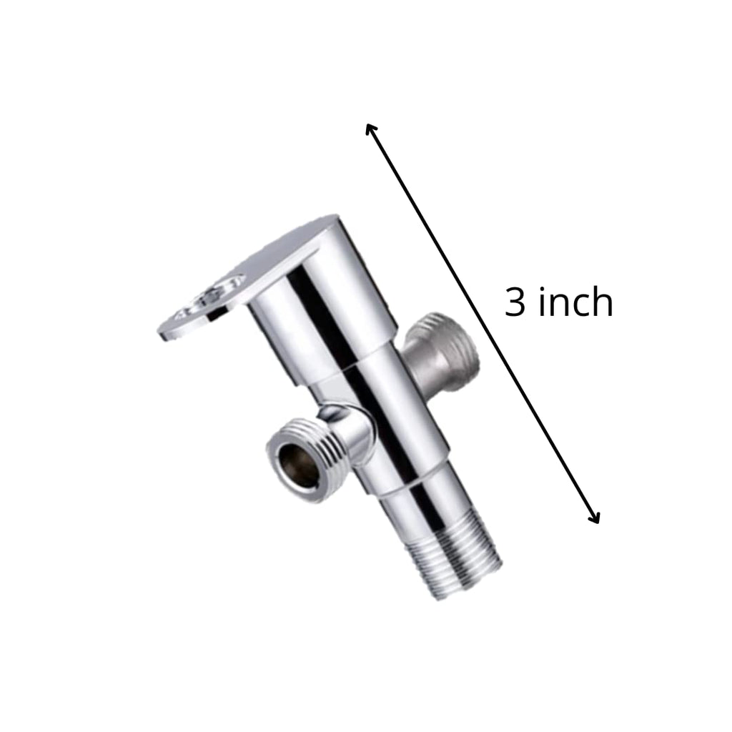 Geo Series High Grade Brass 2 Way Angle Valve Chrome Finish 2 in 1 Angle Valve for Pipe Connection for Bathroom/Kitchen with Wall Flange- Quarter Turn Heavy Fitting Chrome Finish