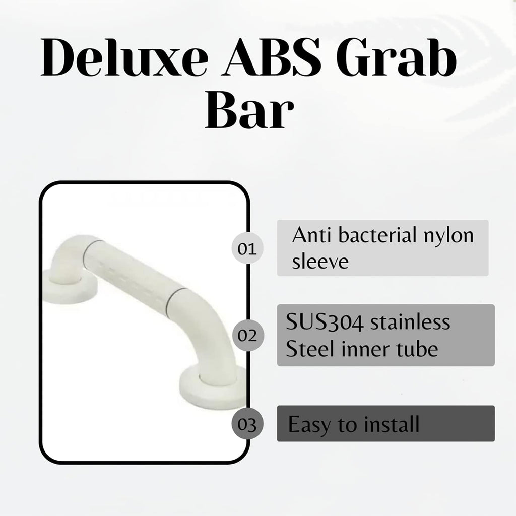 Deluxe Series ABS Grab Bar/Stainless Steel 304 Grab Bar with Anti-Slip Nylon Grip/Heavy Duty Shower Handle for use in Toilet, Bathroom, Stairway Handrail for The Elderly Pregnant Women & Handicap
