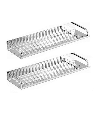 Multipurpose Stainless Steel Chrome Finished Shelf (15x4.5 Inches) - Pack of 2