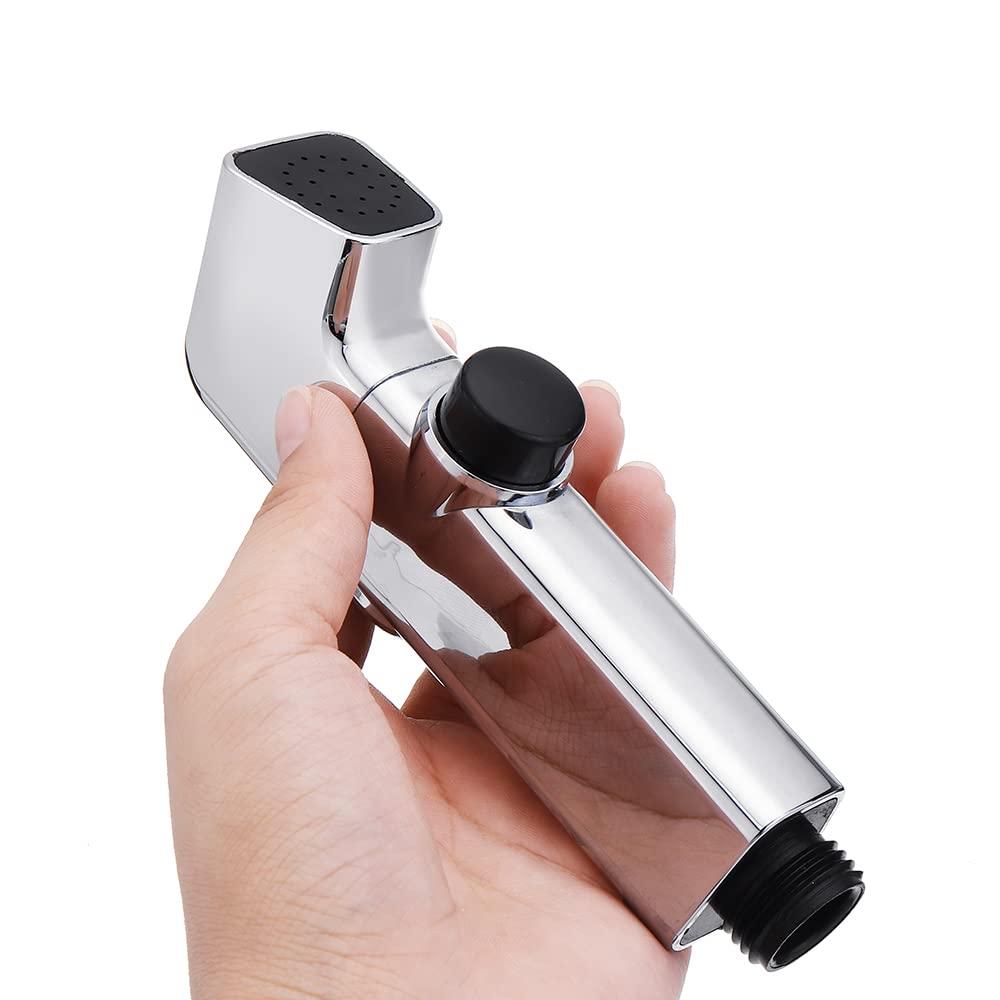 Trigger Sprayer ABS Health Faucet Handheld Spray Chrome Finish Bidet with Button (Faucet Gun Only)
