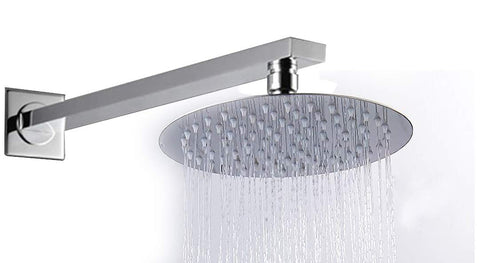 Hexa Ultra Slim Square 304 Grade Stainless Steel 12 Inch Circular Shower Over Head Shower with Arm Combo (15 Inch)