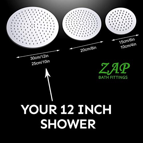 Hexa Ultra Slim Square 304 Grade Stainless Steel 12 Inch Circular Shower Over Head Shower with Arm Combo (18 Inch)