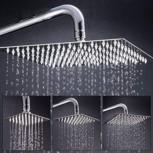 Hexa Ultra Square High Grade 304 Stainless Steel 12 Inch Square Shower Over Head Showers (Without Rod)