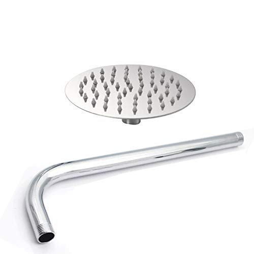 Hexa Ultra Slim 304-Grade Stainless Steel 4 Inch Circular Shower Over Head Shower with Arm Combo (15 Inch)