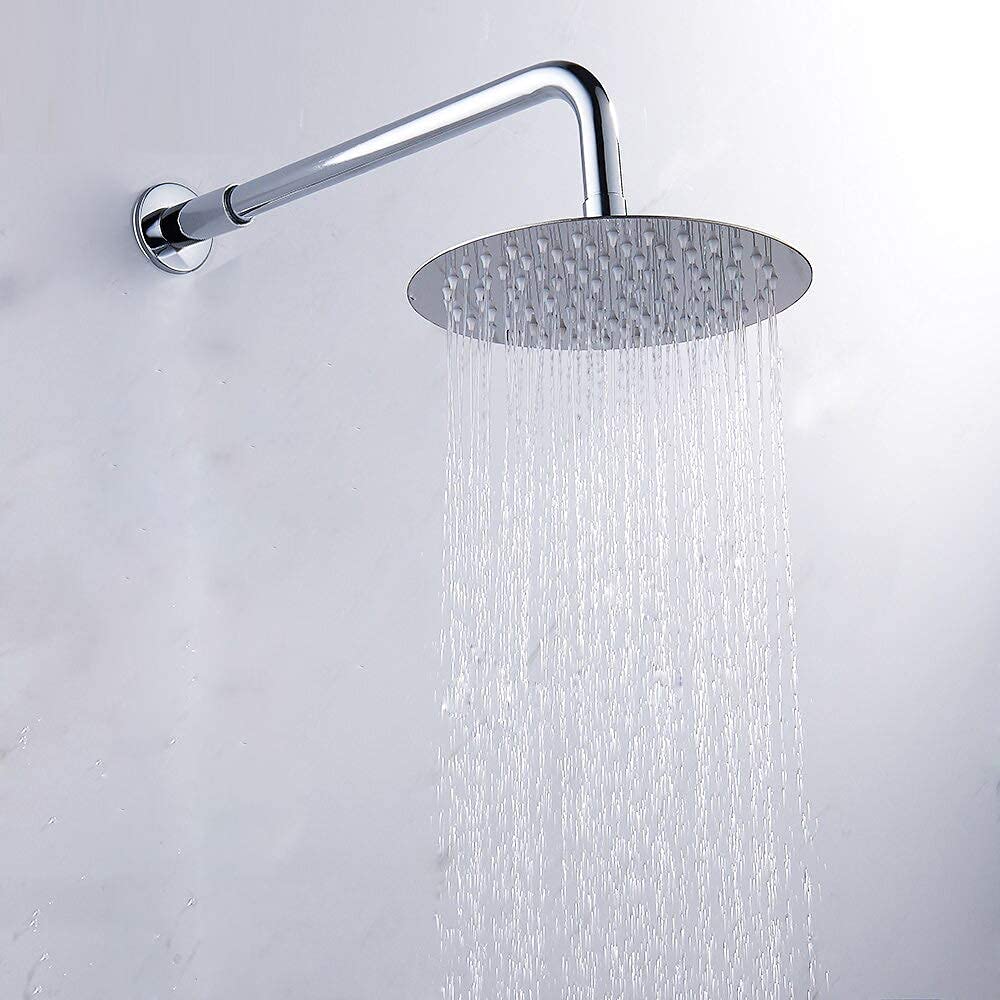 Hexa Ultra Slim 304 Grade Stainless Steel 4 Inch Circular Shower Over Head Shower with Arm Combo (18 Inch)