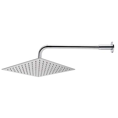 Hexa Ultra Slim 304 Grade Stainless Steel 4 Inch Square Shower Over Head Shower with Arm Combo (18 Inch)