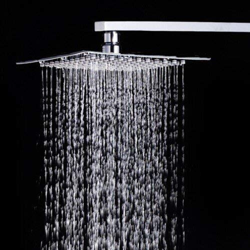 Hexa Ultra Slim 304 Grade Stainless Steel 6 Inch Square Shower Over Curve Head Shower with Arm Combo (15 Inch)