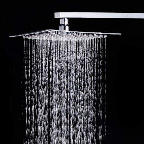 Hexa Ultra Slim 304 Grade Stainless Steel 6 Inch Square Shower Over Curve Head Shower with Arm Combo (18 Inch)