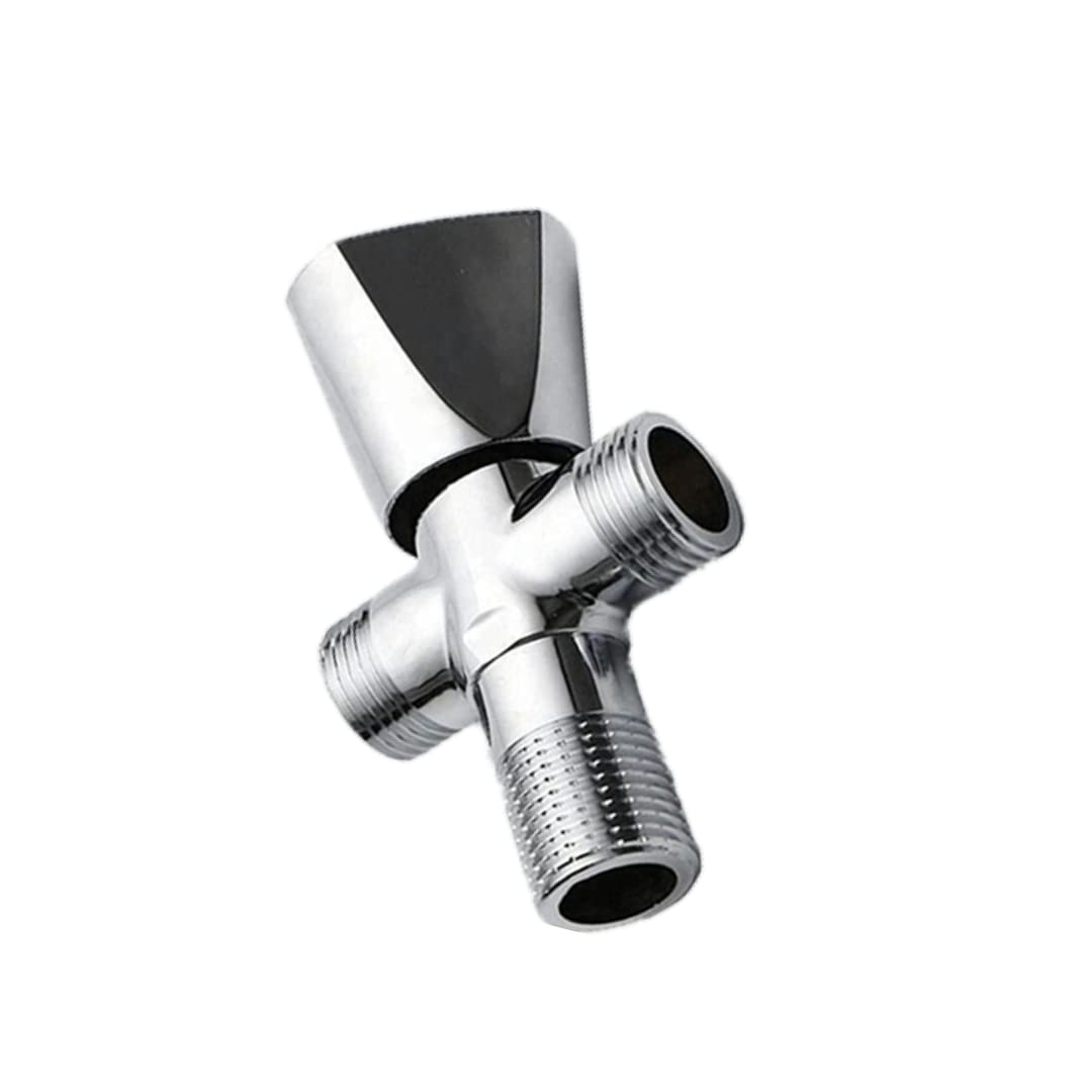 High Grade Brass 2 Way Angle Valve Chrome Finish 2 in 1 Angle Valve for Pipe Connection for Bathroom/Kitchen with Wall Flange- Quarter Turn Heavy Fitting Chrome Finish