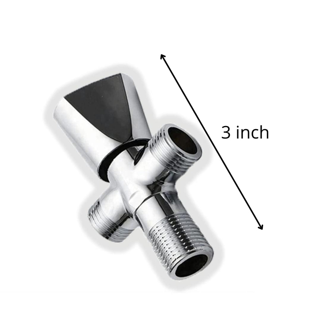 High Grade Brass 2 Way Angle Valve Chrome Finish 2 in 1 Angle Valve for Pipe Connection for Bathroom/Kitchen with Wall Flange- Quarter Turn Heavy Fitting Chrome Finish
