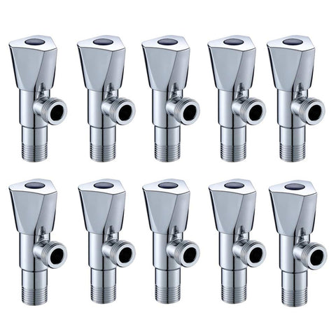 High Grade Brass Angle Cock/Valve of Brass for Bathroom/Kitchen with Wall Flange- Quarter Turn Heavy Fitting Chrome Finish (10, Hexa)