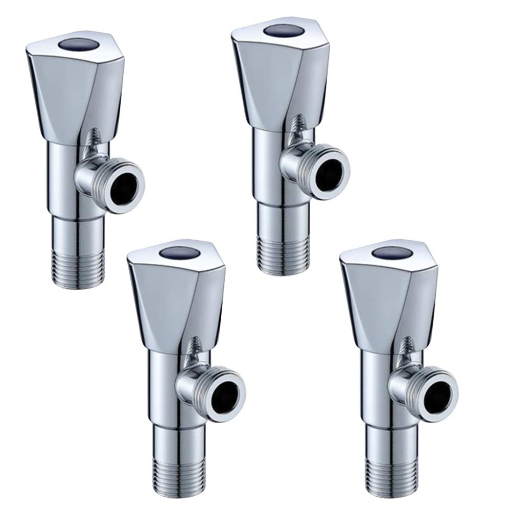 High Grade Brass Angle Cock/Valve of Brass for Bathroom/Kitchen with Wall Flange- Quarter Turn Heavy Fitting Chrome Finish (4, Hexa)