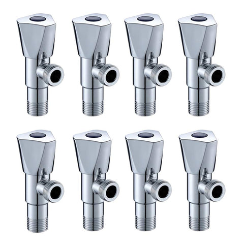 High Grade Brass Angle Cock/Valve of Brass for Bathroom/Kitchen with Wall Flange- Quarter Turn Heavy Fitting Chrome Finish (8, Hexa)