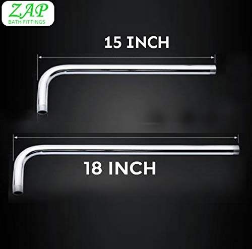 ZAP Hexa Ultra Slim Square 304 Grade Stainless Steel 12 Inch Shower Over Curve Head Shower with Arm Combo (15 Inch)