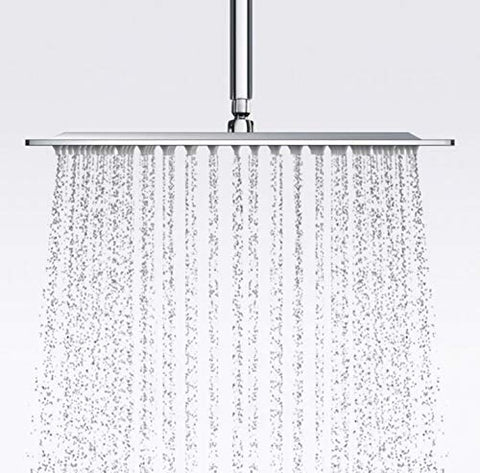 Hexa Ultra Slim Square 304 Grade Stainless Steel 12 Inch Shower Over Curve Head Shower with Arm Combo (18 Inch)