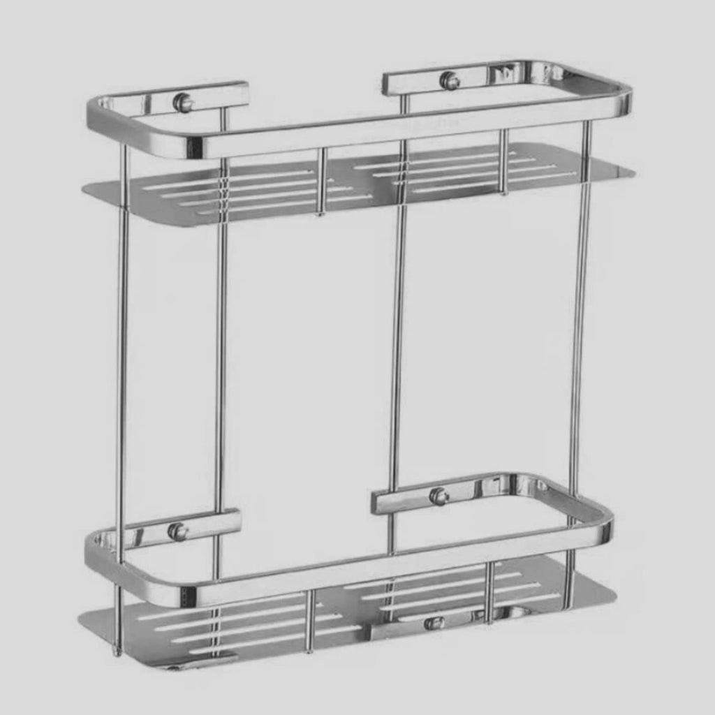 ZAP 304 Grade Stainless Steel Bathroom Shelf Complete Multi Shelf for Kitchen Wall Mount Chrome Finish Shelves for Bathroom & Kitchen Accessories (Double Layer)