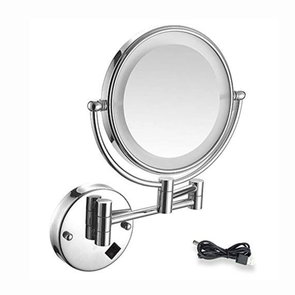 5X LED Magnifying 9 Inch Makeup Mirror | Shaving Mirror | Bathroom Mirror with Wall Bracket with Adjustable Frame