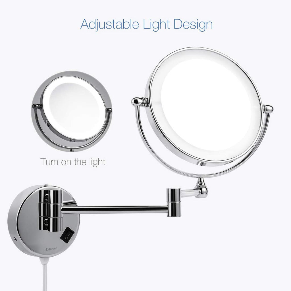 5X LED Magnifying 9 Inch Makeup Mirror | Shaving Mirror | Bathroom Mirror with Wall Bracket with Adjustable Frame