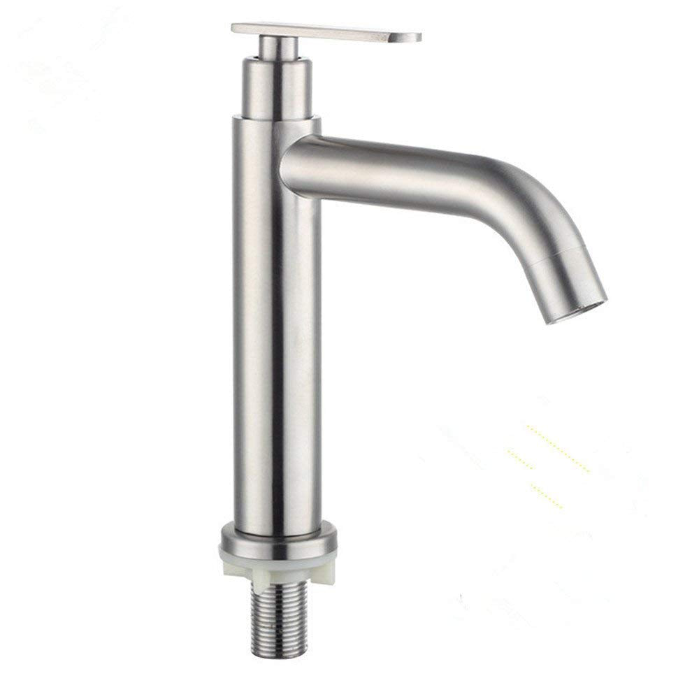 Modern Kitchen Sink Faucet Bathroom Washbasin Stainless Steel Tap Tall Pillar Cock (A)