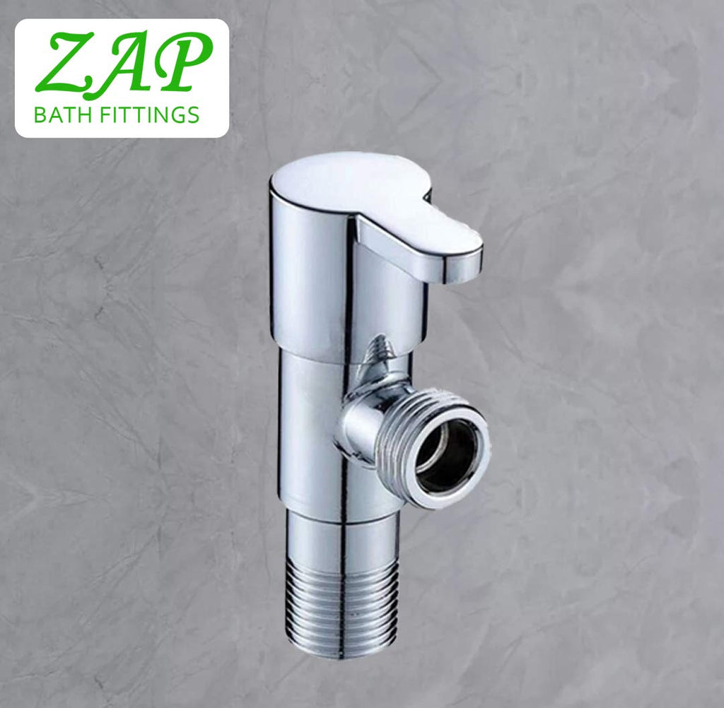High Grade Brass Angle Cock/Valve of Brass for Bathroom/Kitchen with Wall Flange- Quarter Turn Heavy Fitting Chrome Finish (1, Ocean)