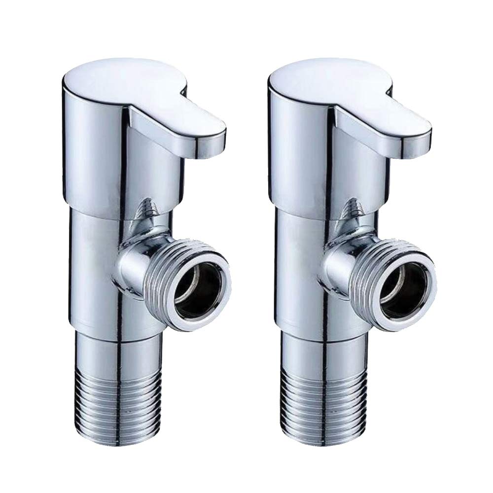 High Grade Brass Angle Cock/Valve of Brass for Bathroom/Kitchen with Wall Flange- Quarter Turn Heavy Fitting Chrome Finish (2, Ocean)