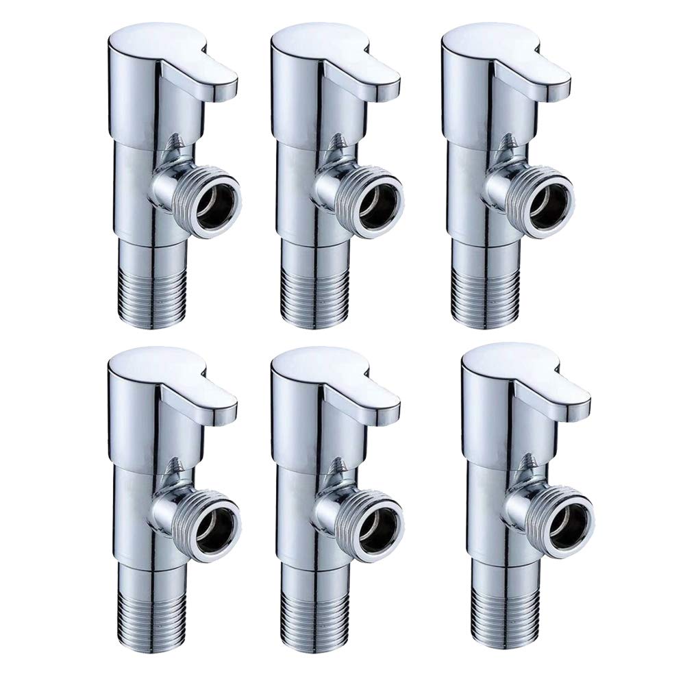 High Grade Brass Angle Cock/Valve of Brass for Bathroom/Kitchen with Wall Flange- Quarter Turn Heavy Fitting Chrome Finish (6, Ocean)