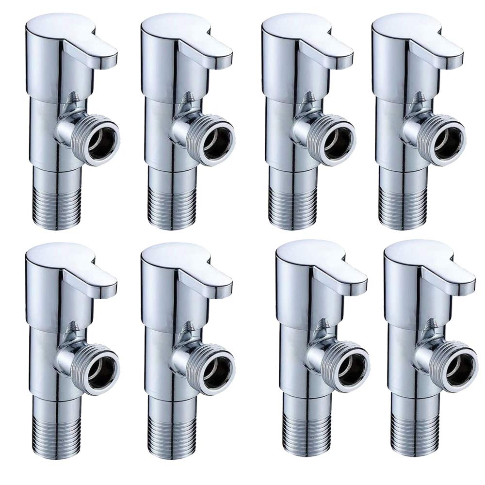 High Grade Brass Angle Cock/Valve of Brass for Bathroom/Kitchen with Wall Flange- Quarter Turn Heavy Fitting Chrome Finish (8, Ocean)