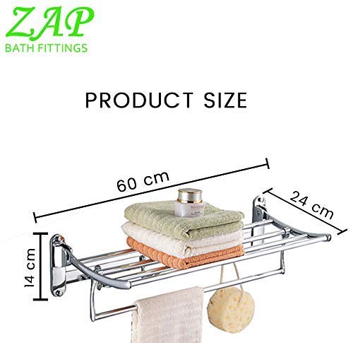 Stainless Steel Deluxe Bathroom Combo of 3 Set Folding Towel Rack / 3 in1 Multi Bathroom Shelf / Napkin Ring