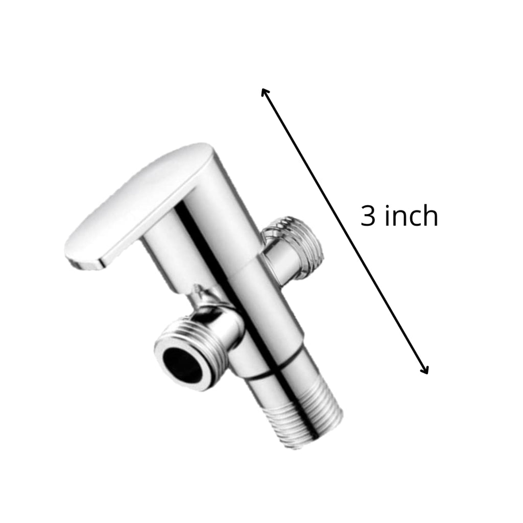 Opel Series High Grade Brass 2 Way Angle Valve Chrome Finish 2 in 1 Angle Valve for Pipe Connection for Bathroom/Kitchen with Wall Flange- Quarter Turn Heavy Fitting Chrome Finish