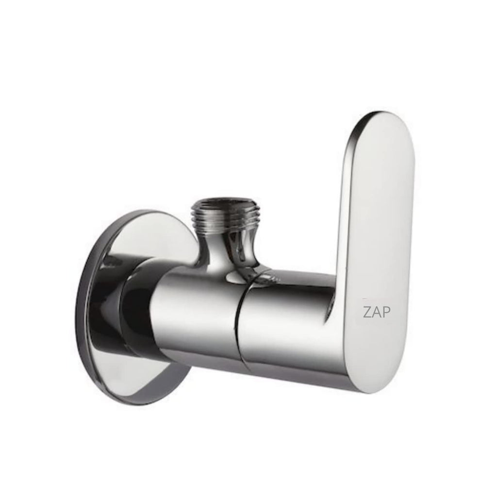 Opel Brass Angle Cock / Valve of Brass for Bathroom/Kitchen with Wall Flange- Quarter Turn Heavy Fitting Chrome Finish