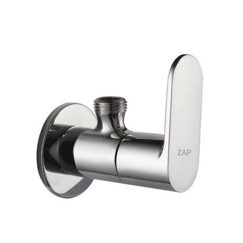 Opel Brass Angle Cock / Valve of Brass for Bathroom/Kitchen with Wall Flange- Quarter Turn Heavy Fitting Chrome Finish
