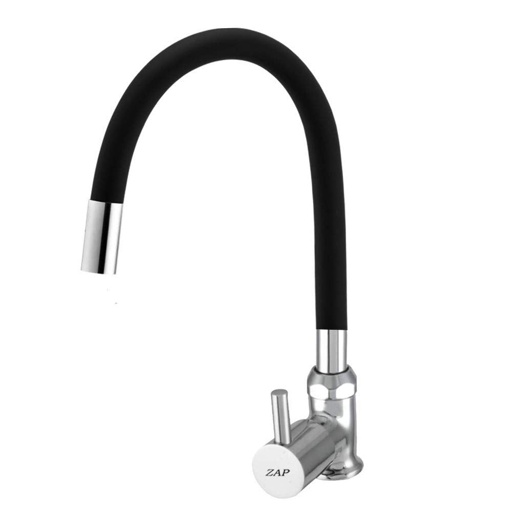 High Grade Brass Single Lever Kitchen Swan Neck with 360 Swivel Spout & Flexible Silicone Spout (Pluto)