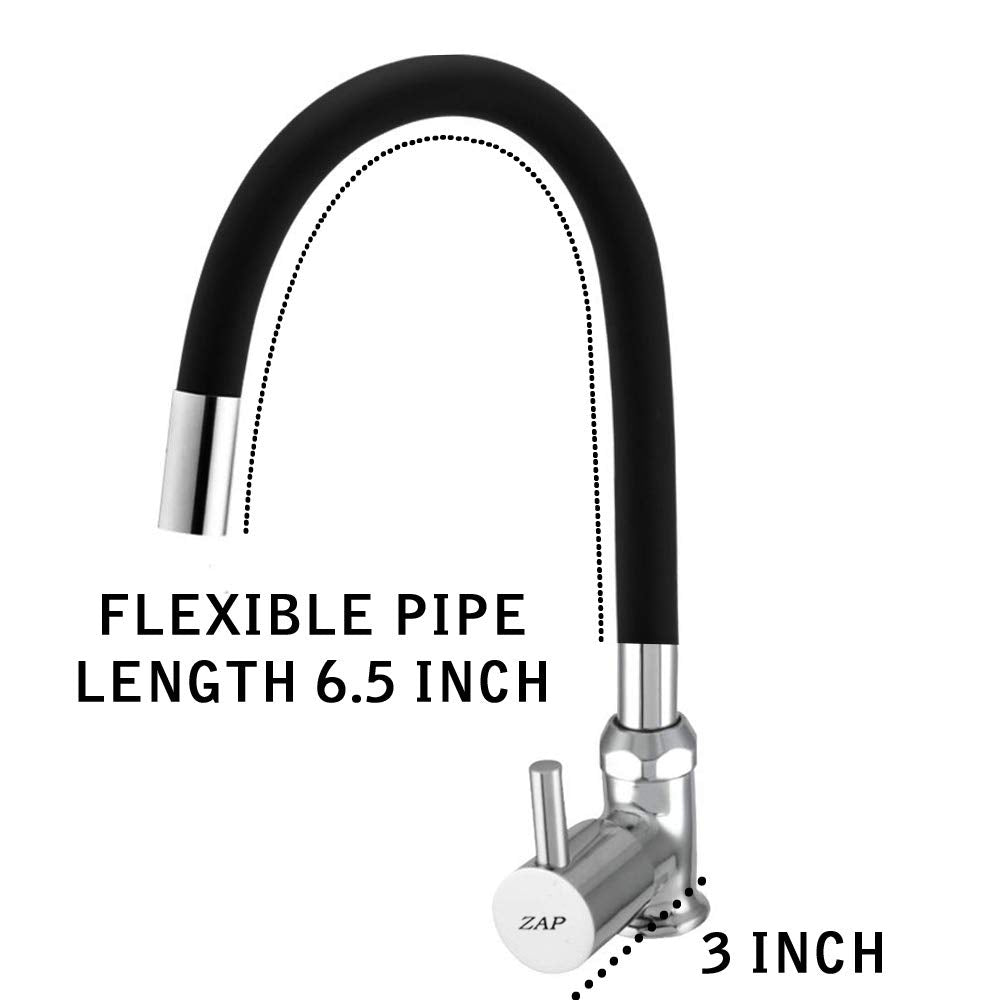 High Grade Brass Single Lever Kitchen Swan Neck with 360 Swivel Spout & Flexible Silicone Spout (Pluto)