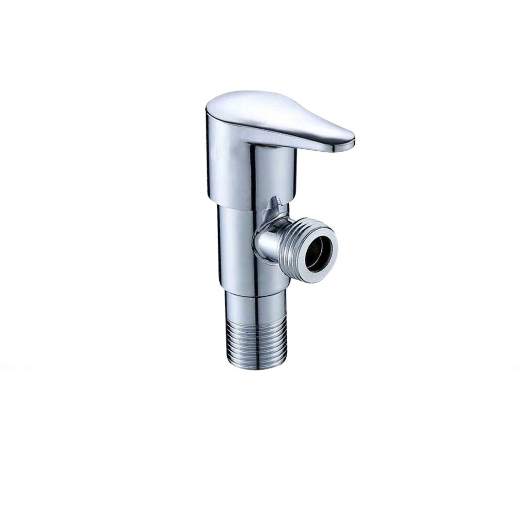High Grade Brass Angle Cock/Valve of Brass for Bathroom/Kitchen with Wall Flange- Quarter Turn Heavy Fitting Chrome Finish (1, Prime)