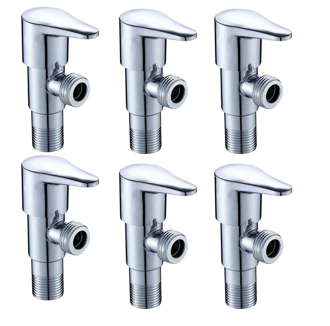 High Grade Brass Angle Cock/Valve of Brass for Bathroom/Kitchen with Wall Flange- Quarter Turn Heavy Fitting Chrome Finish (6, Prime)