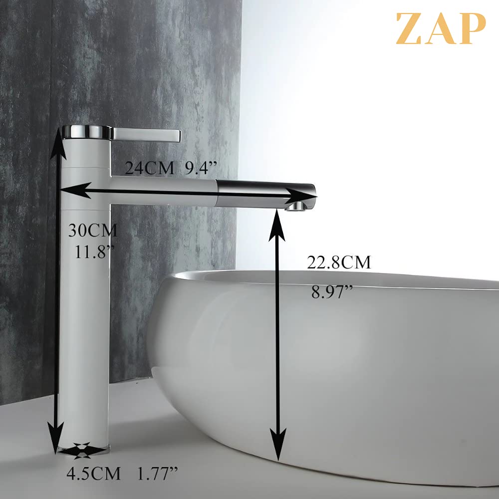 Lavish Series Modern Bathroom Sink Faucet , White Bathroom Faucet | Single Handle for Temperature Control Stainless Steel, Utility Sink Faucet Black & Steel