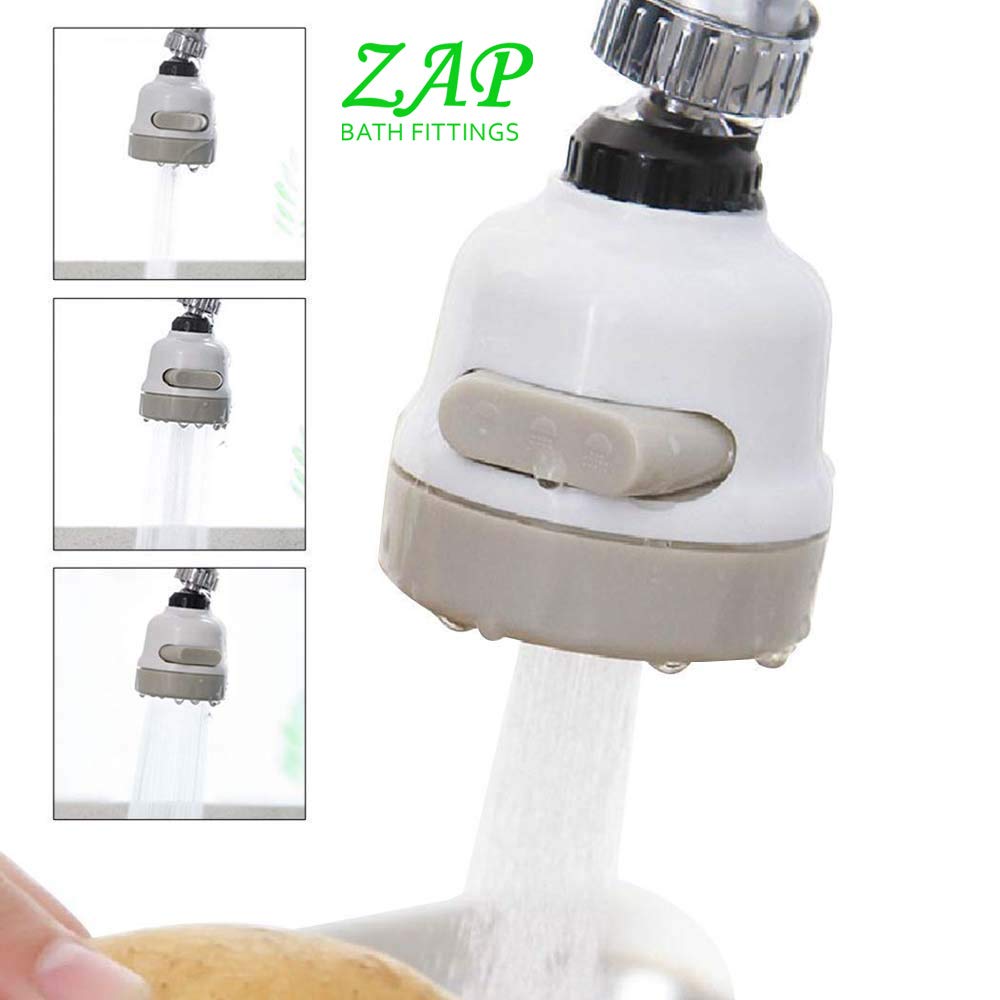 Flexible Kitchen Tap Head Movable Sink Faucet 360° Rotatable ABS Sprayer Removable Anti-Splash Adjustable Filter Nozzle Swivel Water Saving Aerator 3 Modes Kitchen tap