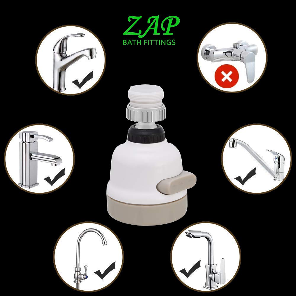 Flexible Kitchen Tap Head Movable Sink Faucet 360° Rotatable ABS Sprayer Removable Anti-Splash Adjustable Filter Nozzle Swivel Water Saving Aerator 3 Modes Kitchen tap