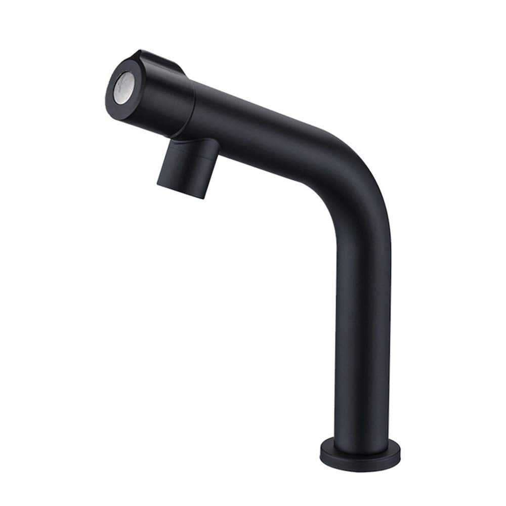 Retro Rotary Handle Stainless Steel Bathroom Basin Tap Kitchen Sink Faucet Bar Pillar Cock (Black)