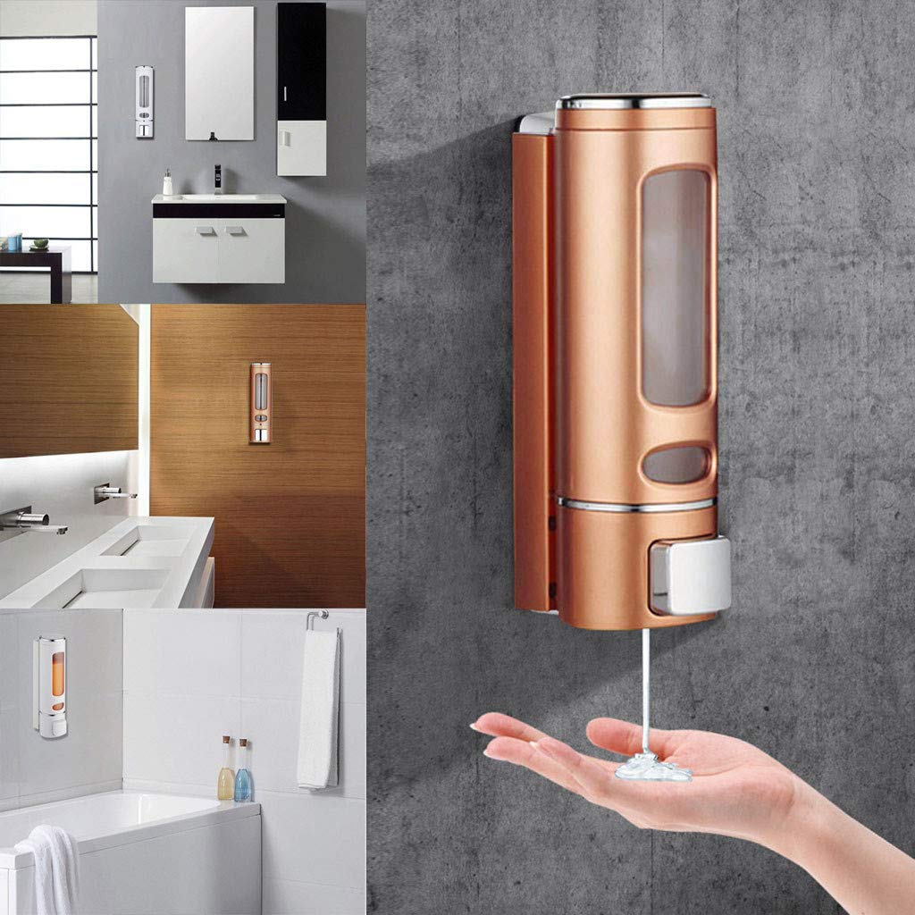 Rose Gold Soap Dispenser Wall Mount Transparent Liquid Soap Dispenser Plastic Soap Dispenser & Bottle for Kitchen Bathroom (1)