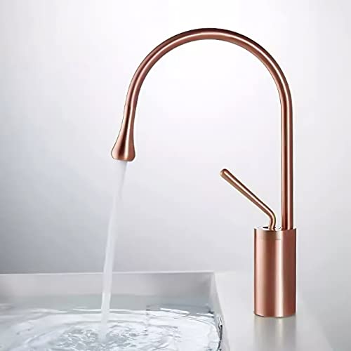 Lavish Series Rust Free Bathroom Single Hole Sink Faucet, Bathroom Faucet | Single Handle for Temperature Control, Utility Sink Faucet (Rose Gold)