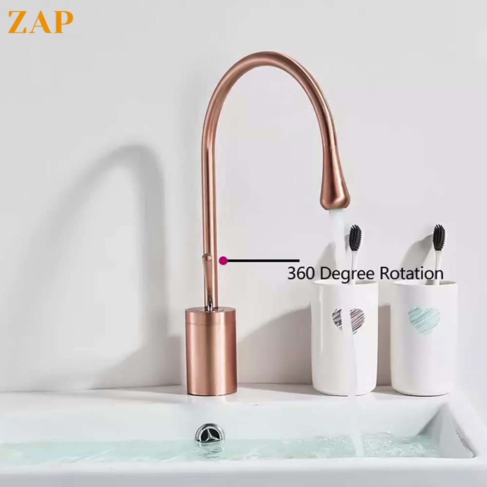 Lavish Series Rust Free Bathroom Single Hole Sink Faucet, Bathroom Faucet | Single Handle for Temperature Control, Utility Sink Faucet (Rose Gold)